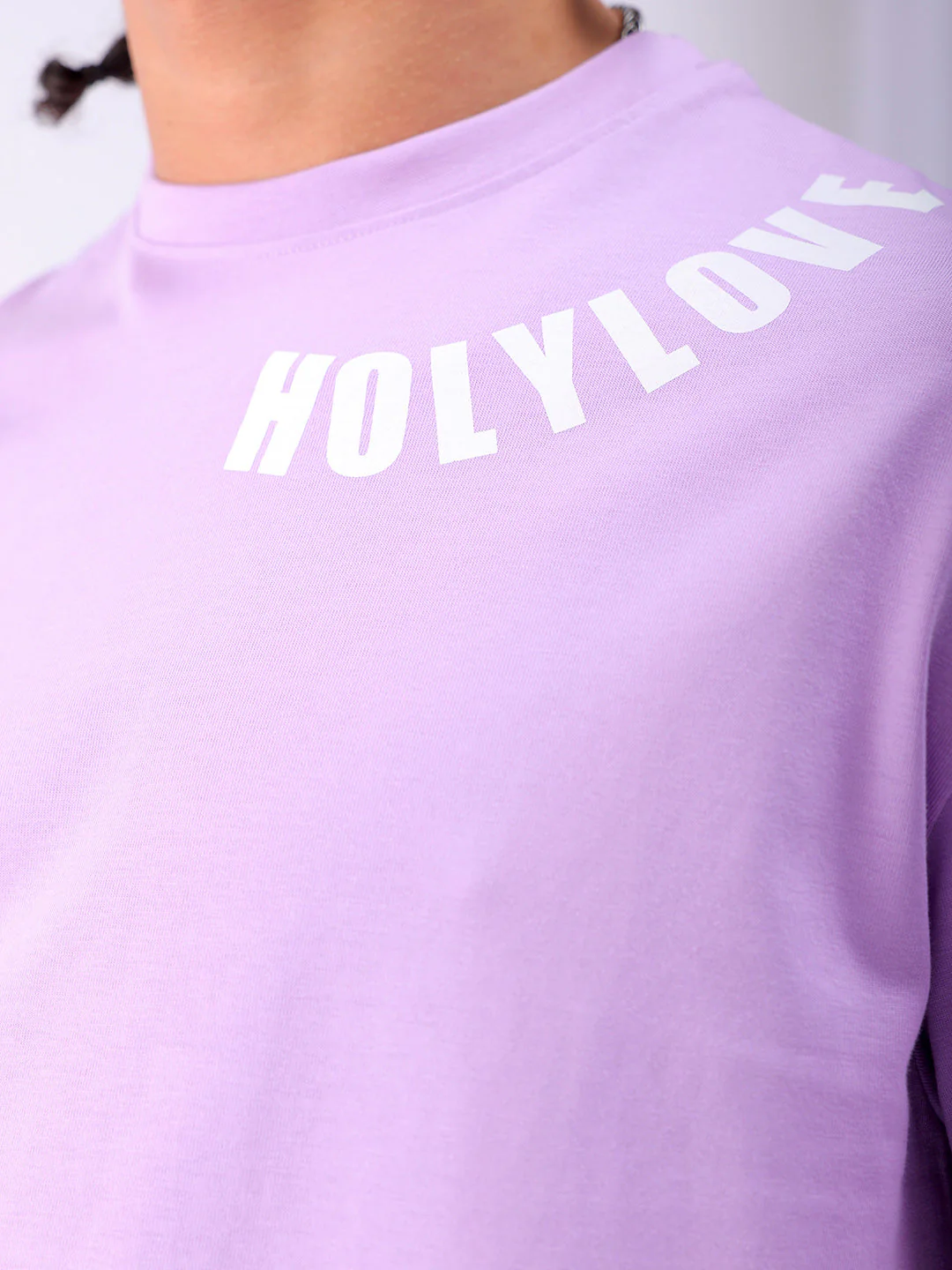 Men's Purple Boxy Oversized Graphic Back Printed Round Neck T-shirt - Image 4